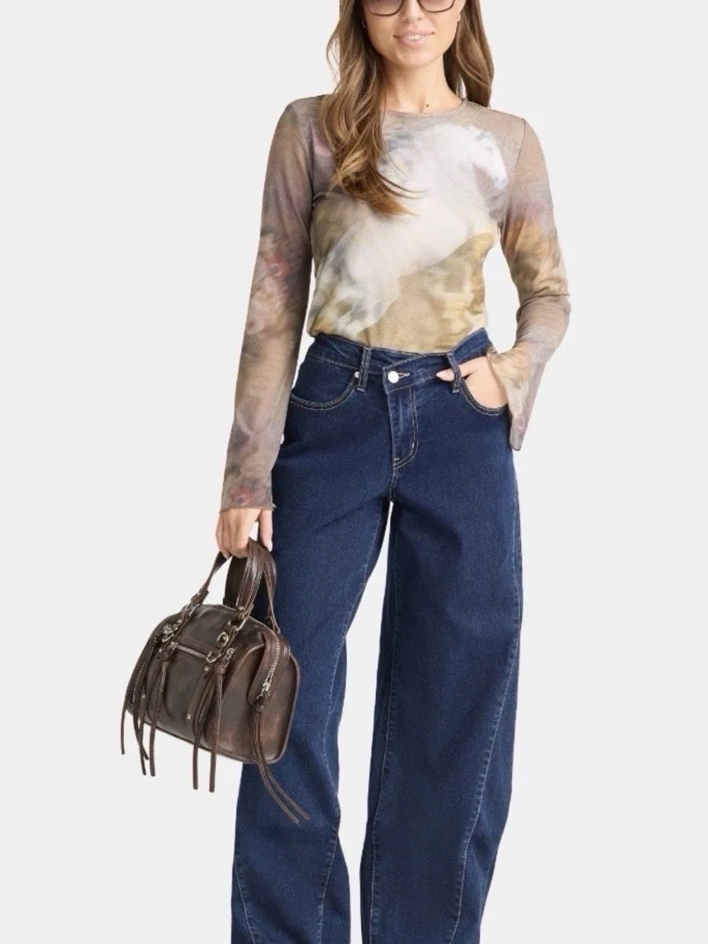Madden NYC Wide Leg Jeans Womens XS 0-2 Dark Rinse High Rise NWT